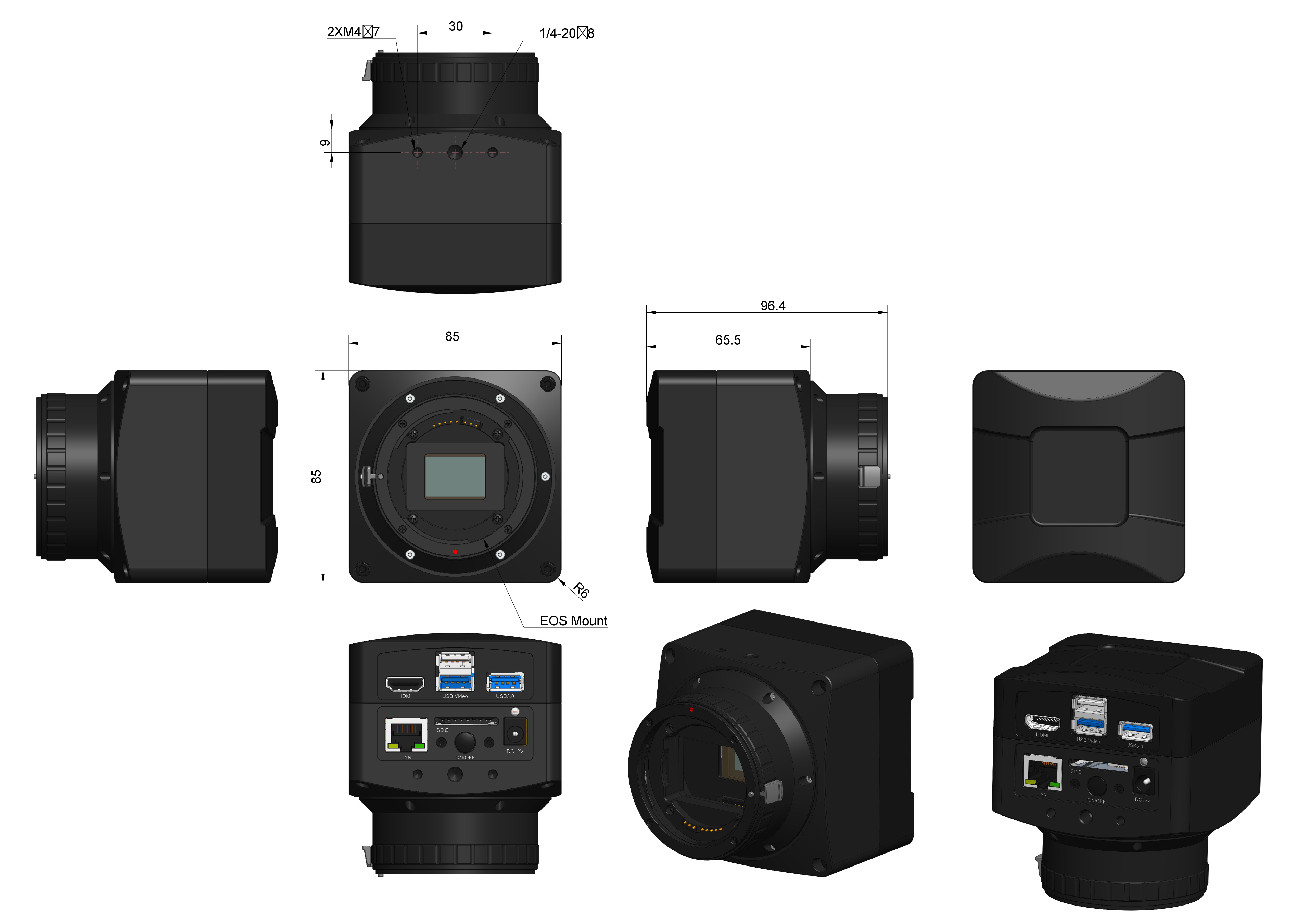 X8FCAM4K_EFL Series Dimensions