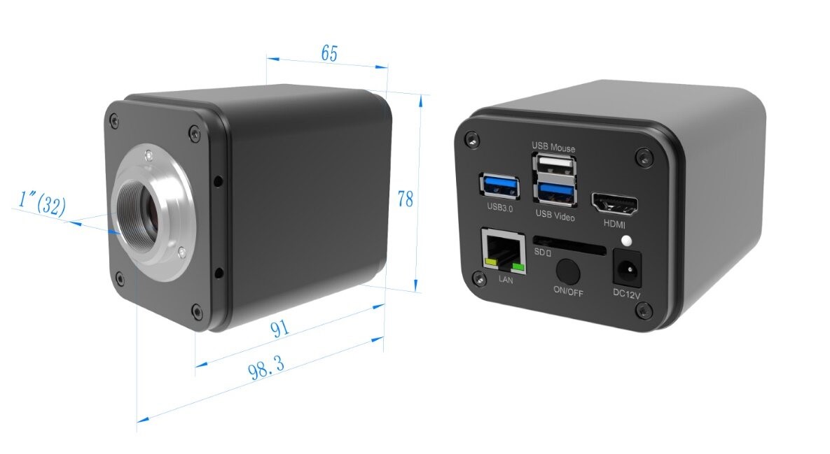 Dimension of X5CAM4K Series Camera