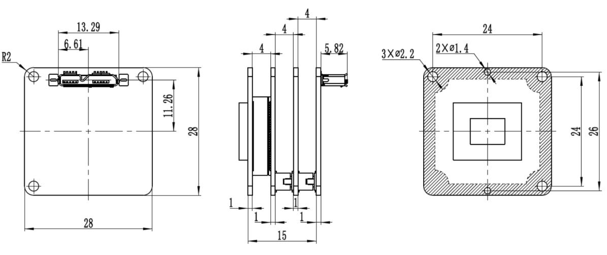 I3CMOS Camera Dimensions