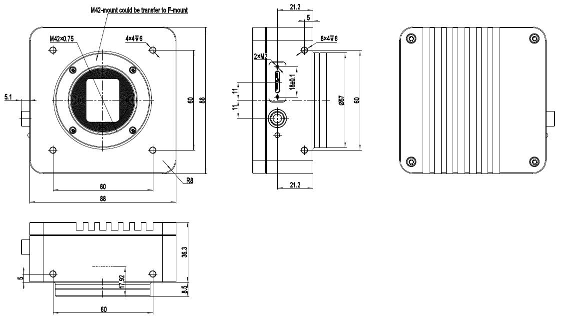 IUC Camera Dimensions