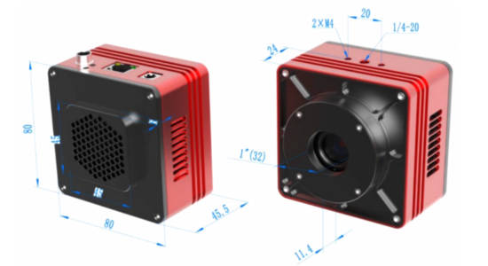 SWIR-GigE Camera Dimensions