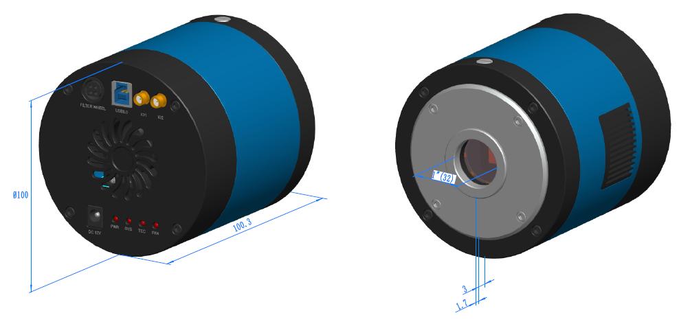 MTR3CCD Camera Dimensions